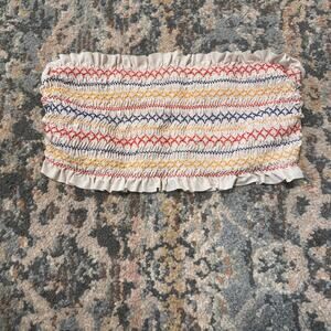 Tory Burch Crop Tube Top- Medium- Cream with stripes